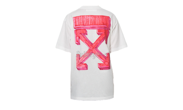 Off-White Pink Marker White T-Shirt-adidas nmd r1 cloud white clear orange glass decor