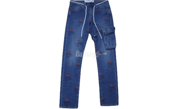Off-White c/o Virgil Abloh Blue Denim Jeans-Air Jordan 11 Low "Dirty Snakeskin" Custom