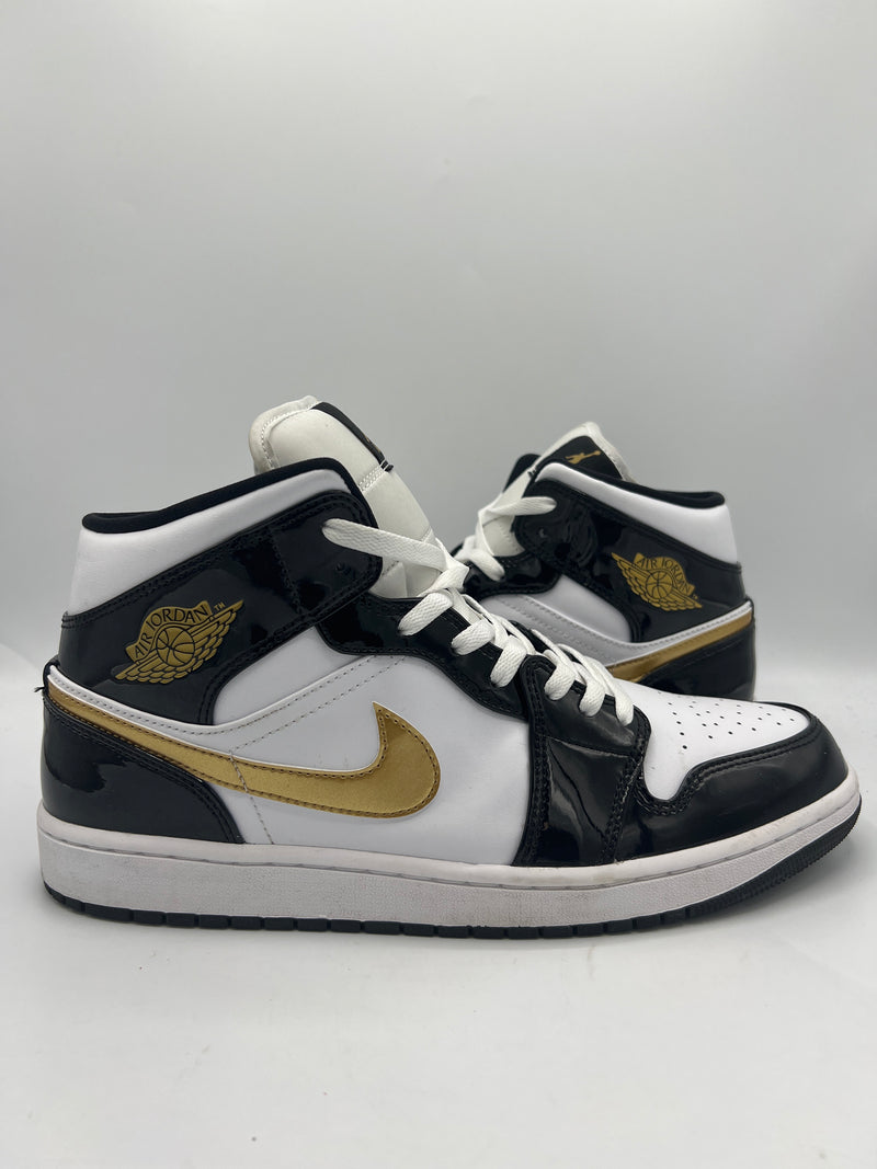 Air Jordan 1 Mid "Patent Black White Gold" (PreOwned)