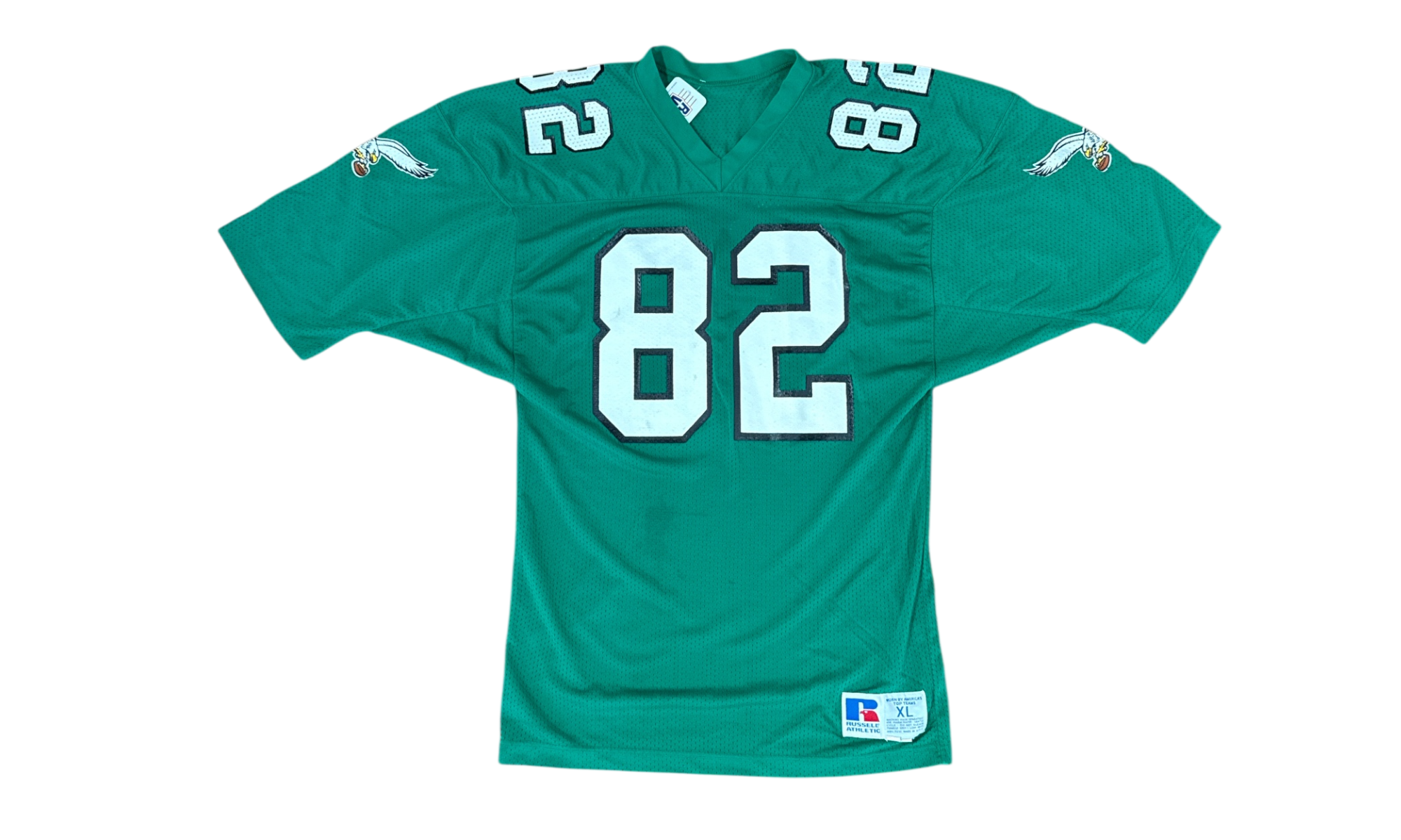 80's Mike Quick Eagles Kelly Green Russell Jersey (PreOwned)-Bullseye Sneaker Boutique