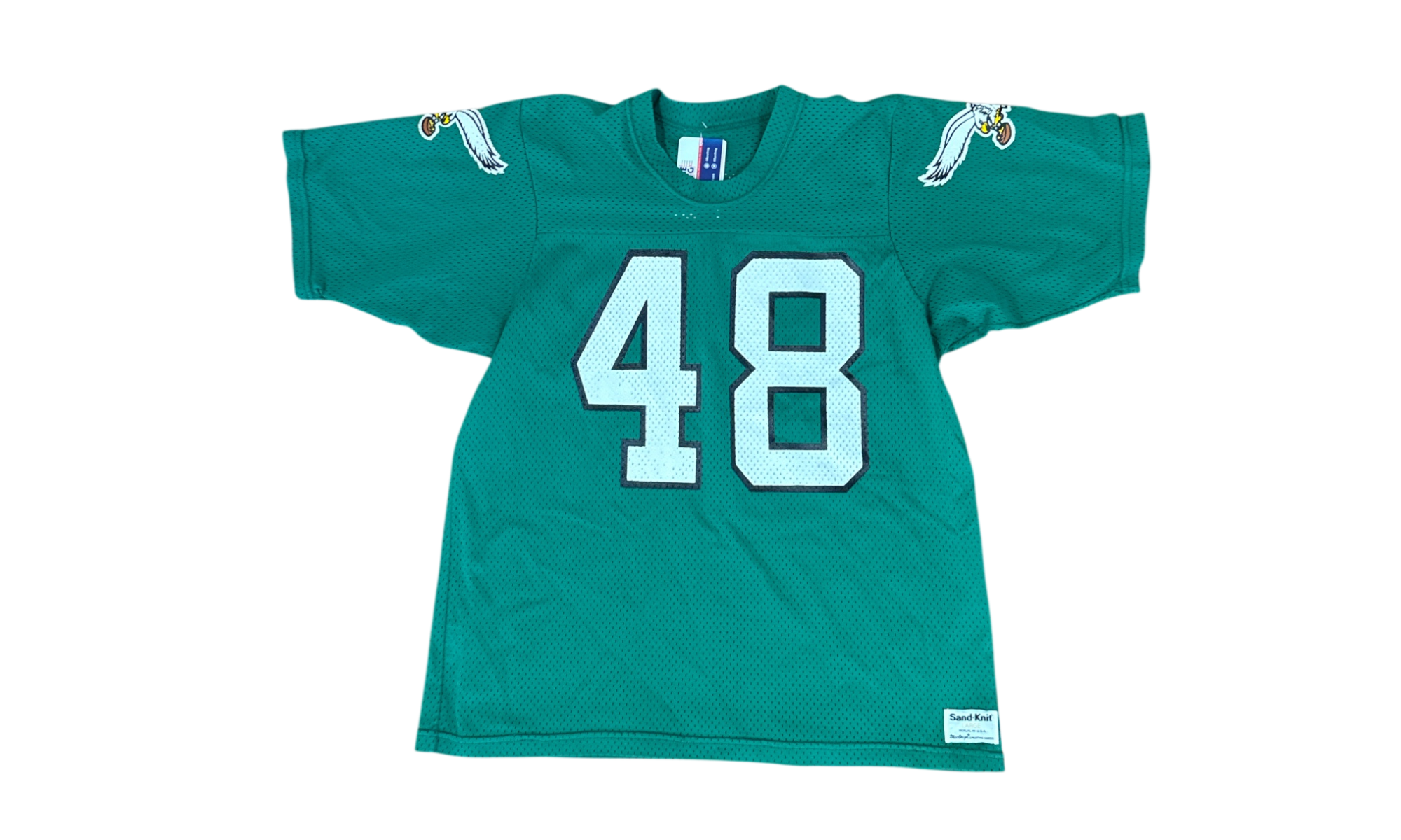 80's Wes Hopkins Kelly Green Eagles Sandknit Jersey (PreOwned)-Bullseye Sneaker Boutique
