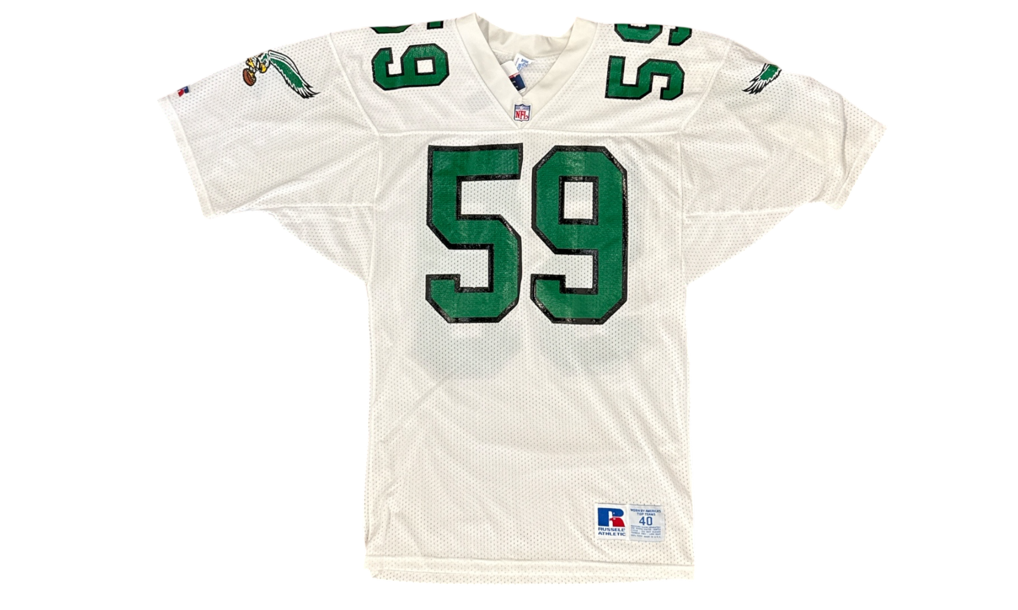 90's Seth Joyner Eagles White/Kelly Green Russell Authentic Jersey (PreOwned)-Bullseye Sneaker Boutique