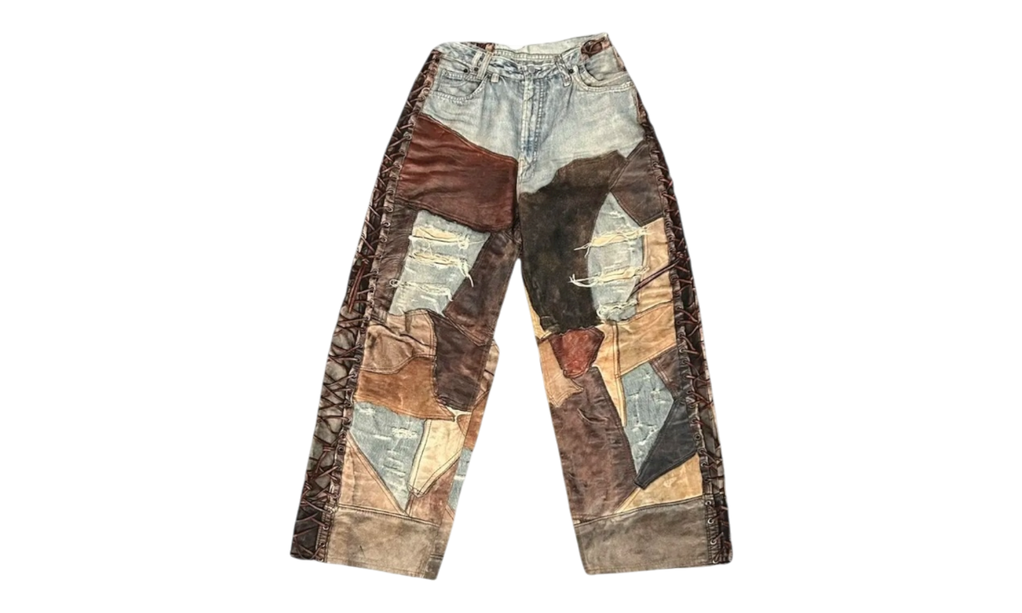 Acne Studios Leather and Patchwork Print Jeans-Bullseye Sneaker Boutique