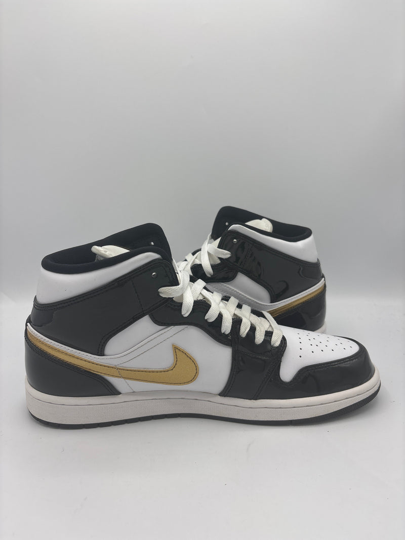 Air Jordan 1 Mid "Patent Black White Gold" (PreOwned)