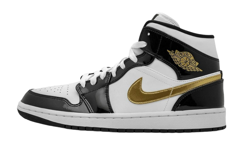 Air Jordan 1 Mid "Patent Black White Gold" (PreOwned)-Bullseye Sneaker Boutique