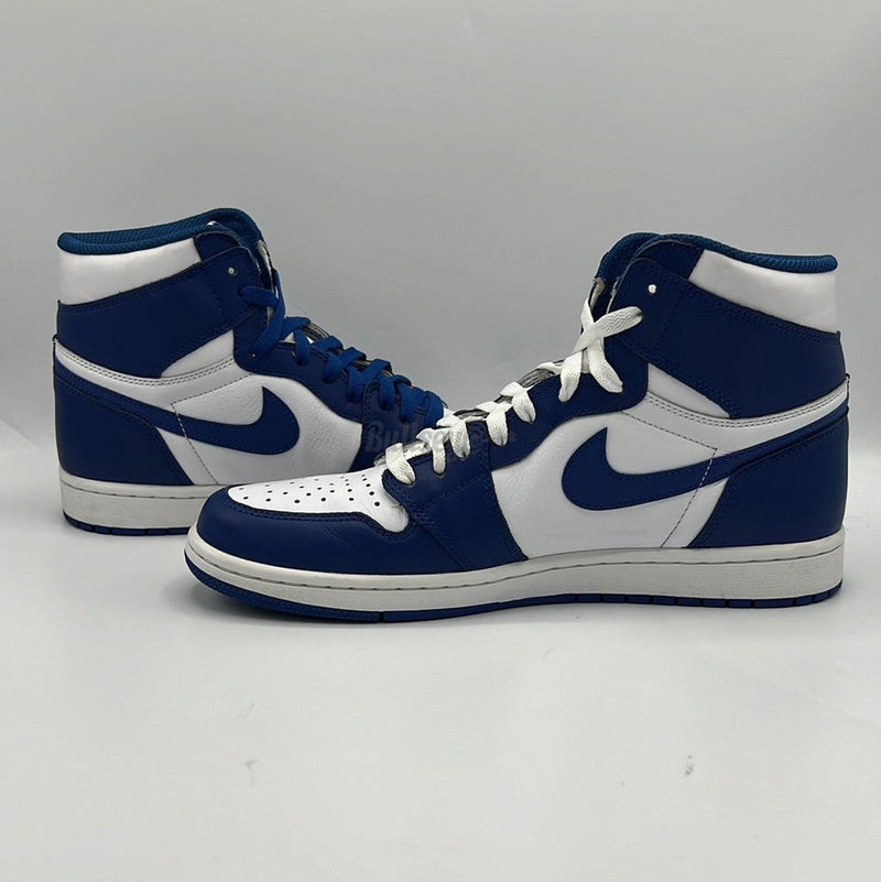 NIKE AIR JORDAN 1 MID FIRE RED BLACK-CEMENT GREY-REFLECT SILVER Retro "Storm Blue" (PreOwned)