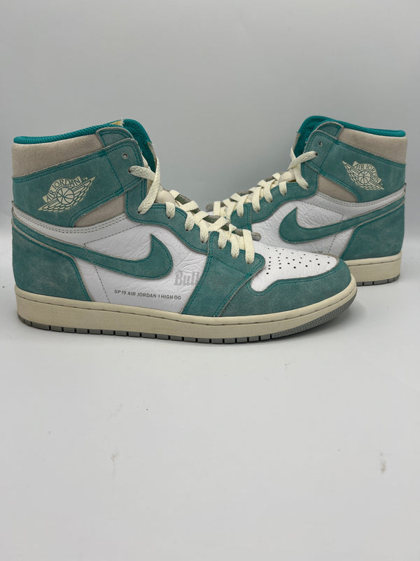 NIKE AIR JORDAN 1 MID FIRE RED BLACK-CEMENT GREY-REFLECT SILVER Retro "Turbo Green" (Preowned)