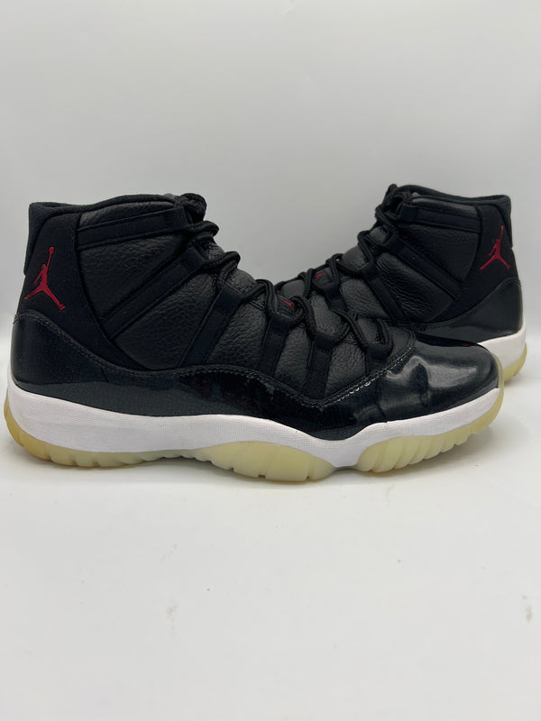 Fred Jones attacking the rack in the Air Jordan 11 Black Red-White1 Retro "72-10" (PreOwned)