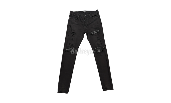 Amiri MX1 Black Leather Patch Black Jeans (PreOwned)-custom womens roshe run