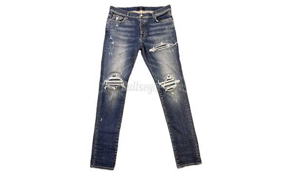 Amiri MX1 Classic Indigo Black Leather Patch Jeans-Bullseye Star Sneaker Boutique