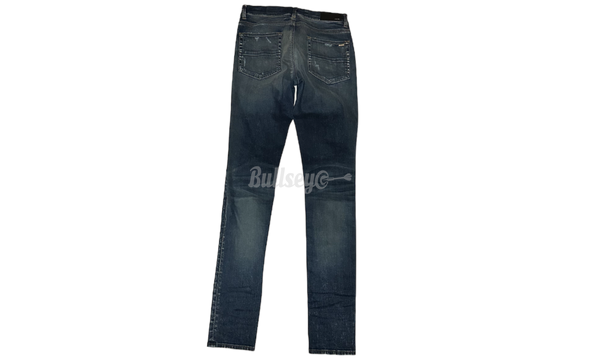 Amiri MX1 Destroyed Black Leather Deep Classic Jeans