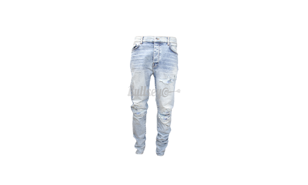 Amiri MX1 Light Indigo Watercolor Jeans-Jordan 1 Shattered Backboard shirts to match I love Sneakers Black Sneaker Tees shirt