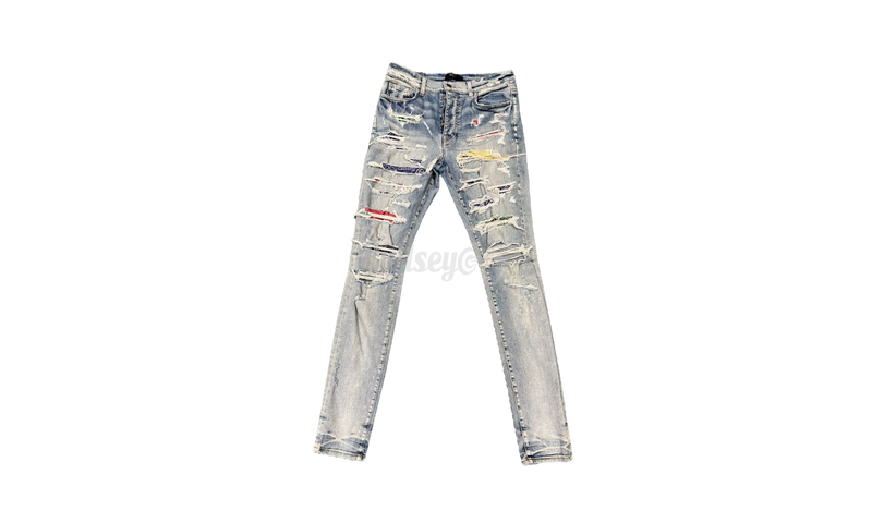 Amiri MX1 Rainbow Patch Distressed Jeans (PreOwned)-Bullseye Sneaker Boutique