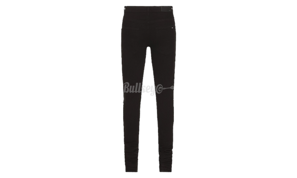 Amiri MX1 Ultra Suede Distressed Black Blue Patch Jeans