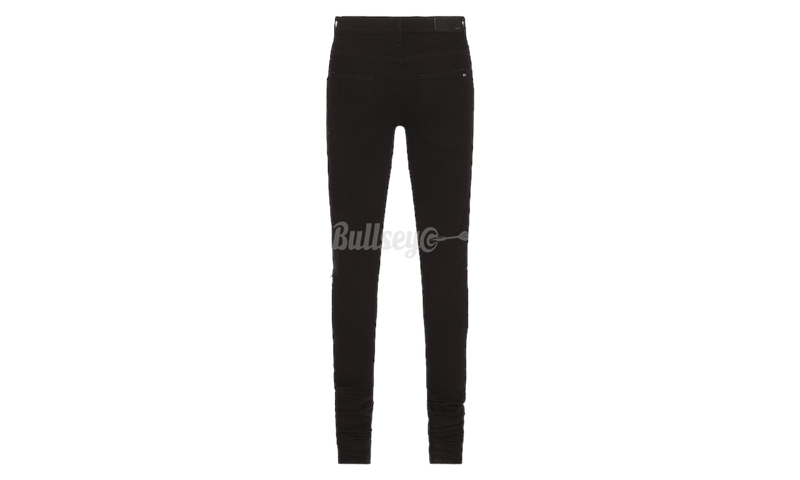 Amiri MX1 Ultra Suede Distressed Black Blue Patch Jeans