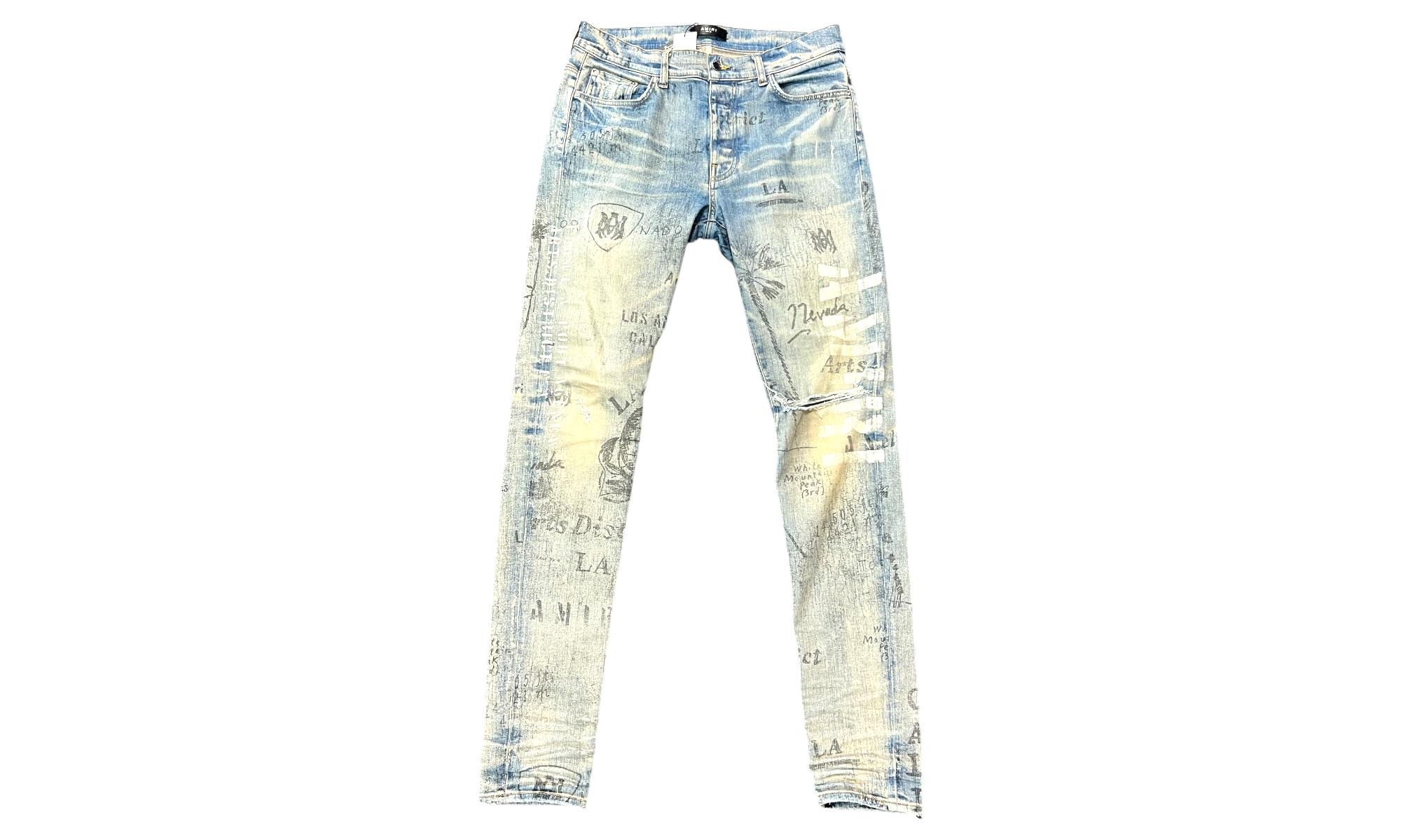 Amiri Stencil Denim Blue Jeans (PreOwned)-Bullseye Sneaker Boutique