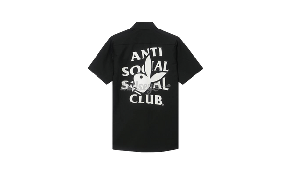 Anti-Social Club Playboy Photographer Black Work T-Shirt-For School Leather Lace-Up Shoes