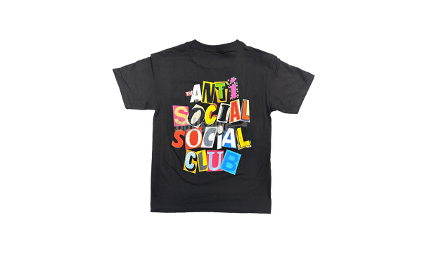 Anti-Social Club "Torn Pages of Our Story" Black T-Shirt-buckled leather sandals Blau
