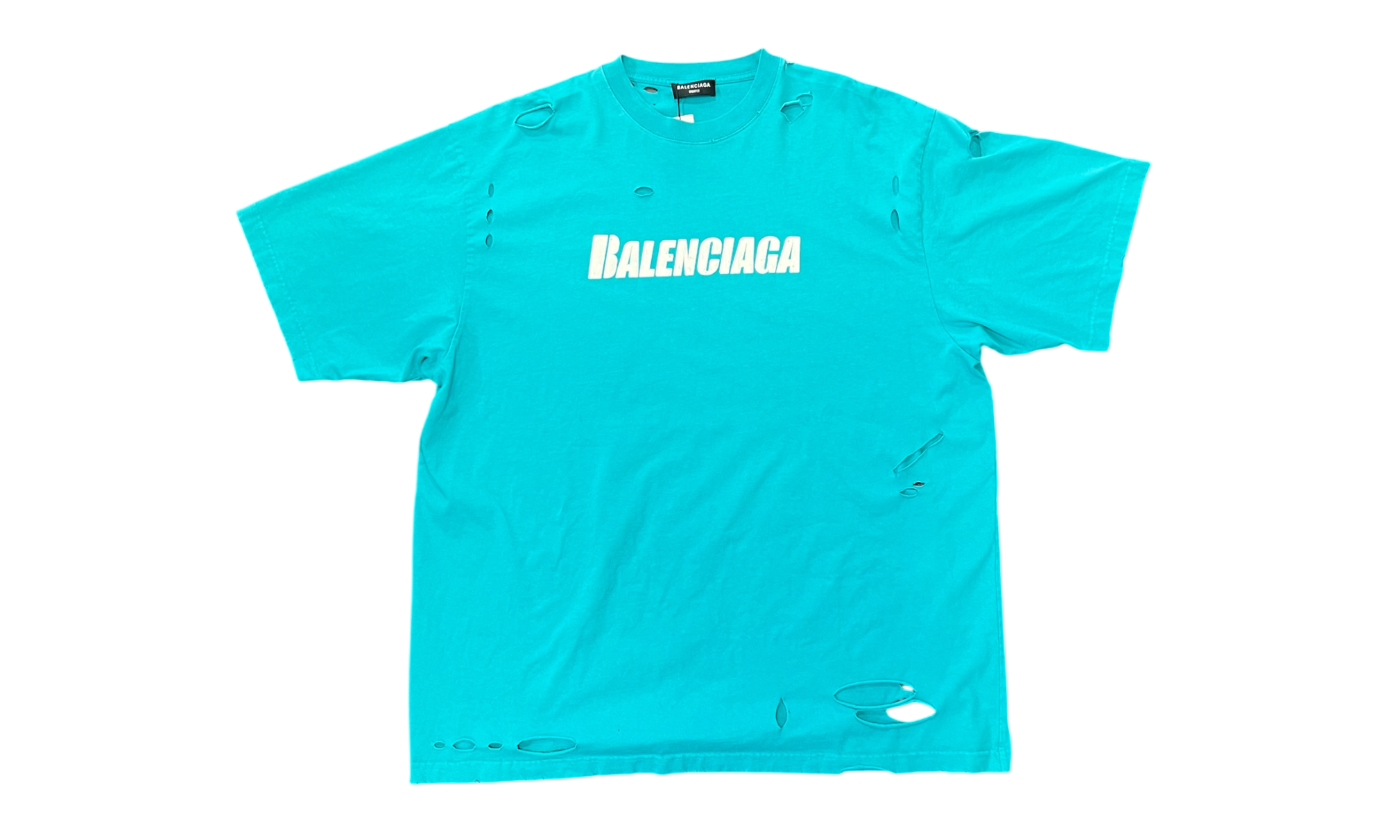 Balenciaga Caps Destroyed Flatground T-Shirt (PreOwned)-Bullseye Sneaker Boutique