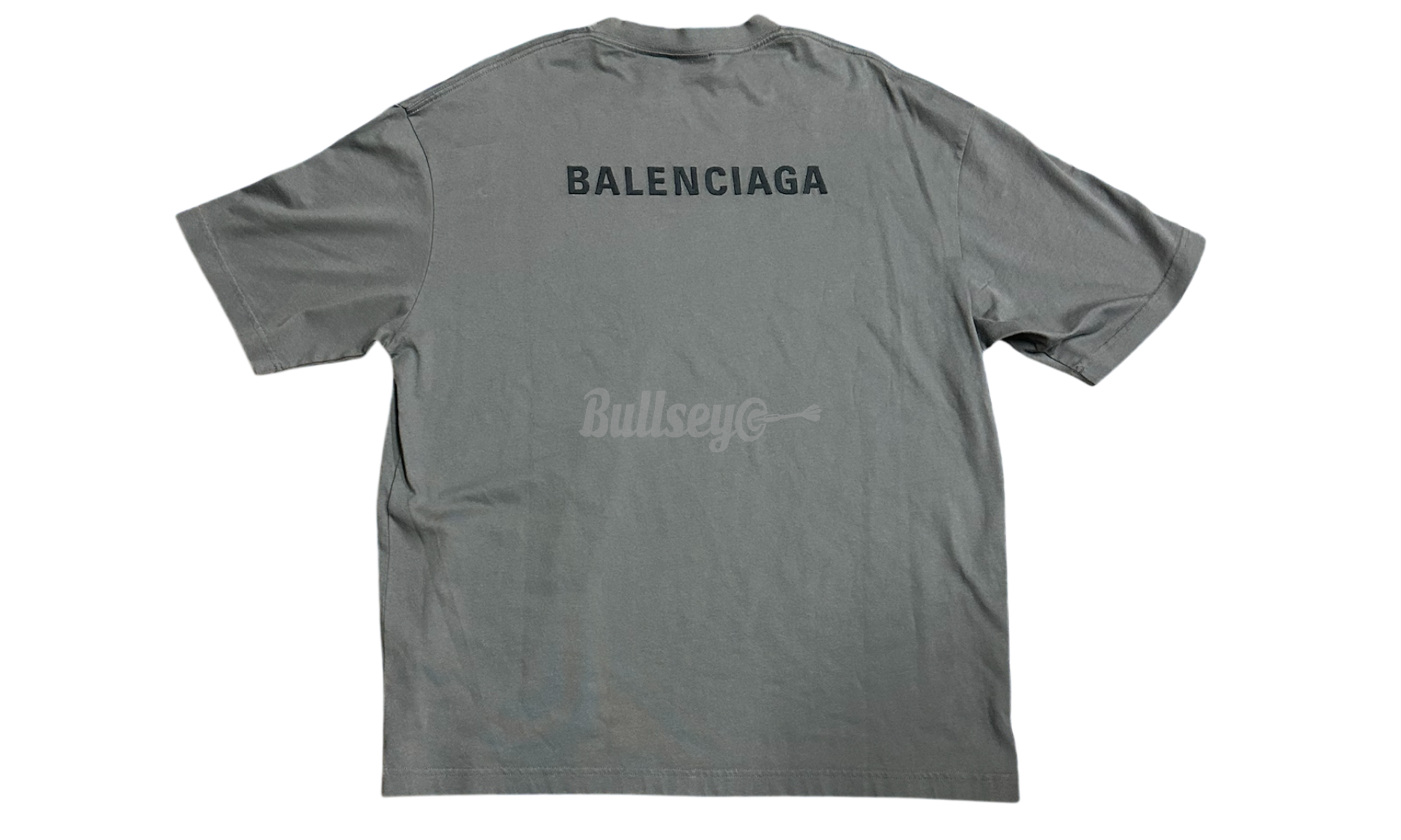 Balenciaga Grey Logo Embroidered T-Shirt