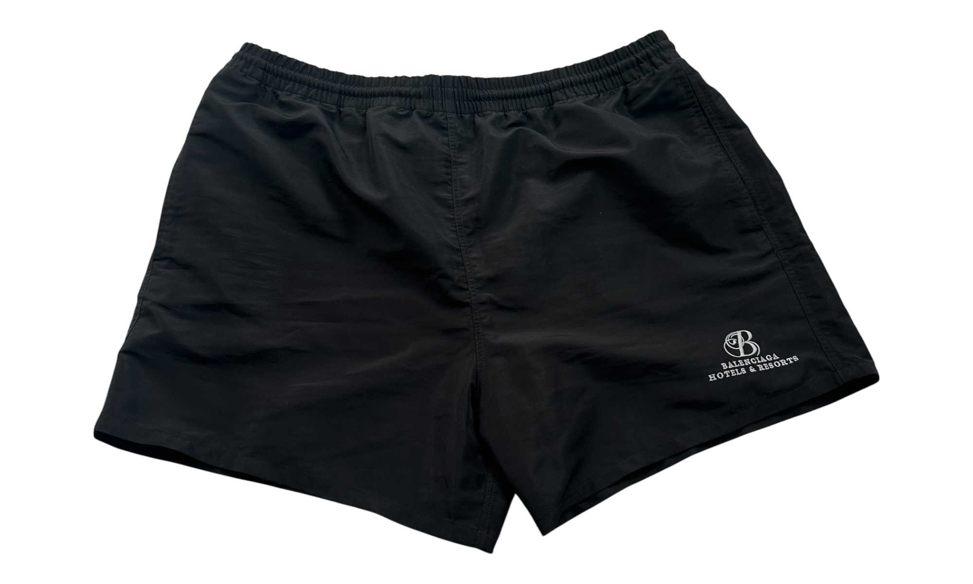 Balenciaga Resorts Embroidered Black Swim Trunks-Bullseye Sneaker Boutique