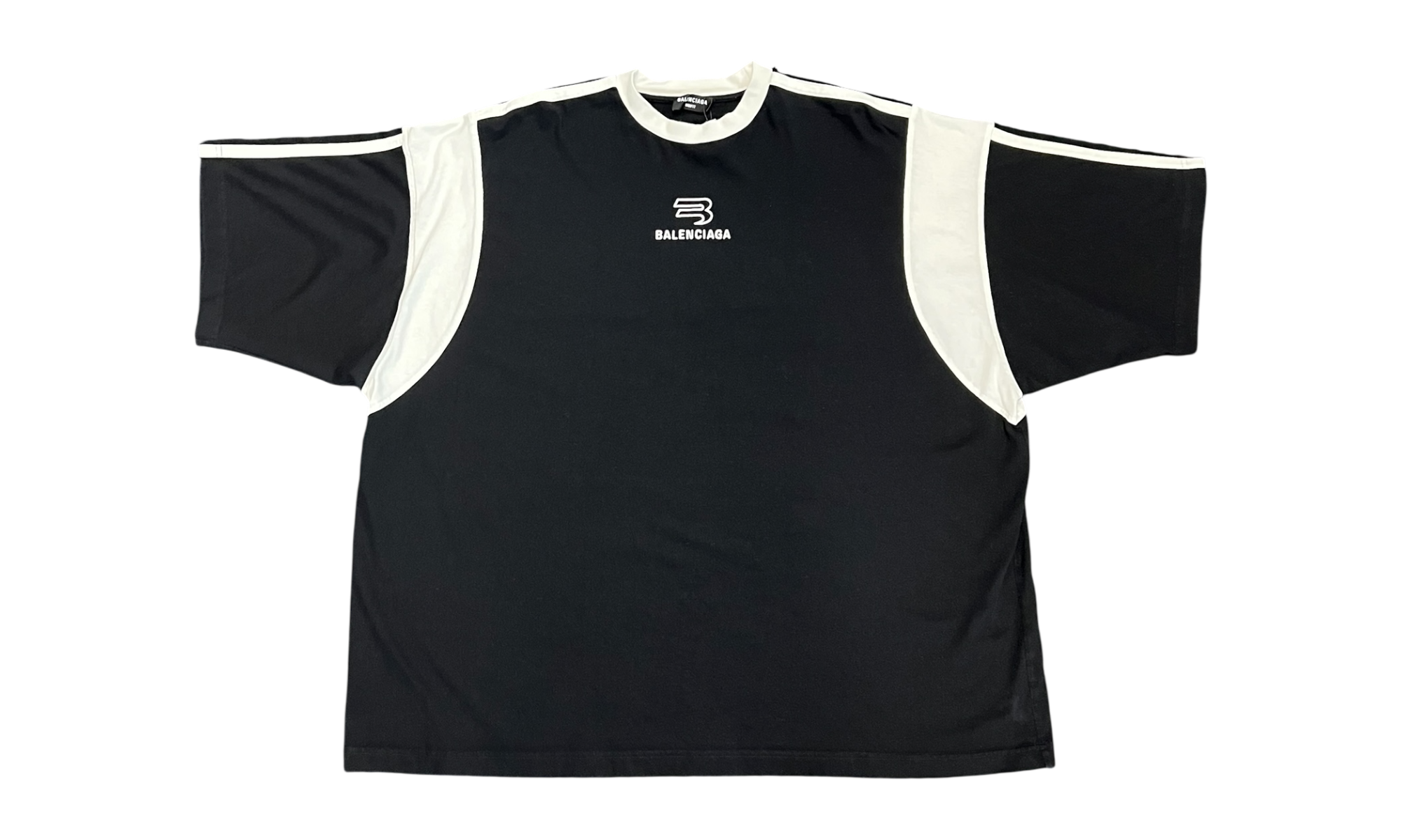 Balenciaga Sporty B Boxy Fit "Black/White" T-Shirt (PreOwned) (Flawed)-Bullseye Sneaker Boutique