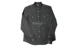 Balmain Slim Fit Logo Print Twill Black Shirt (PreOwned)