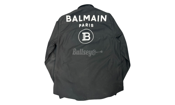 Balmain Slim Fit Logo Print Twill Black Shirt (PreOwned)-Bullseye Sneaker Boutique