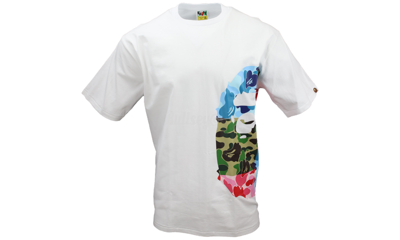 Bape ABC Crazy Camo Side Big Ape Head White T-Shirt-Bullseye slide Sneaker Boutique