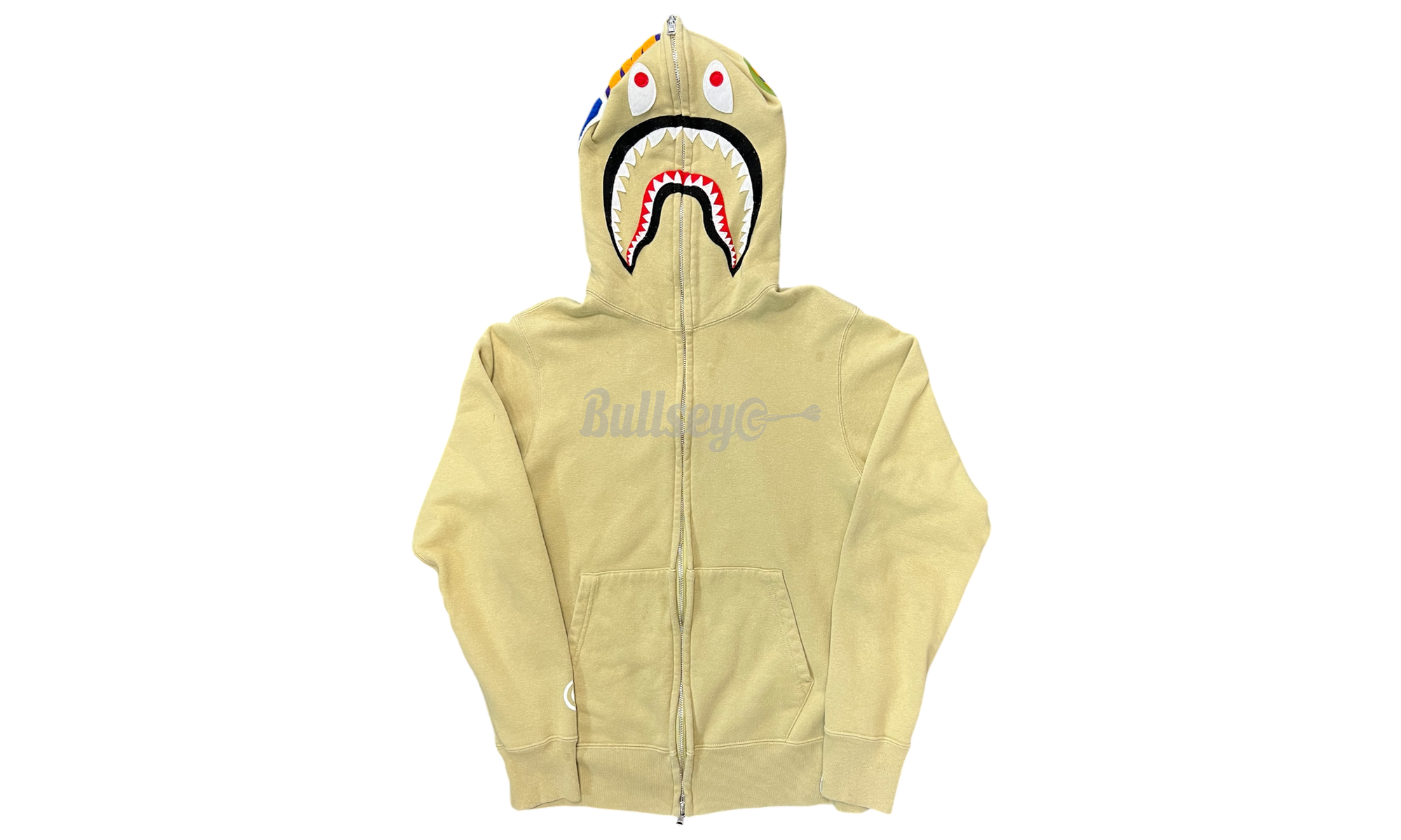 Bape Beige Shark Zip-Up Hoodie (PreOwned)-Bullseye Sneaker Boutique