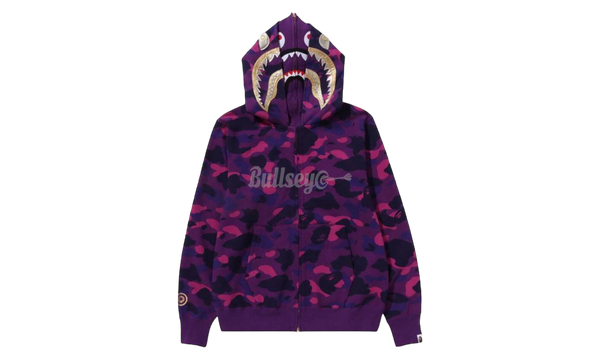 Bape Double Shark Purple Camo Full-Zip Hoodie-New Zip Sneaker Colour-Block-Optik Leather