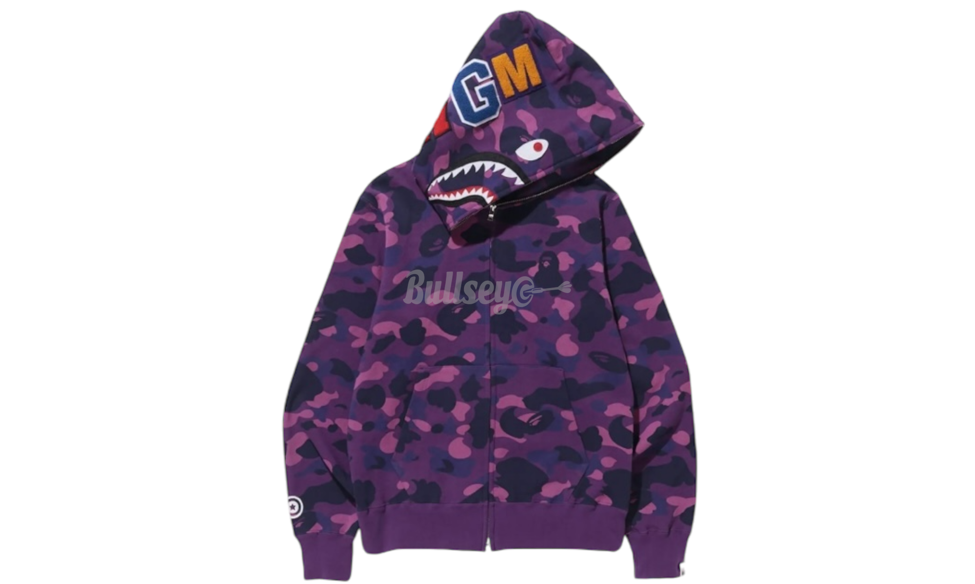 Bape Purple Camo Shark Full Zip Hoodie (FW21)-Bullseye Sneaker Boutique