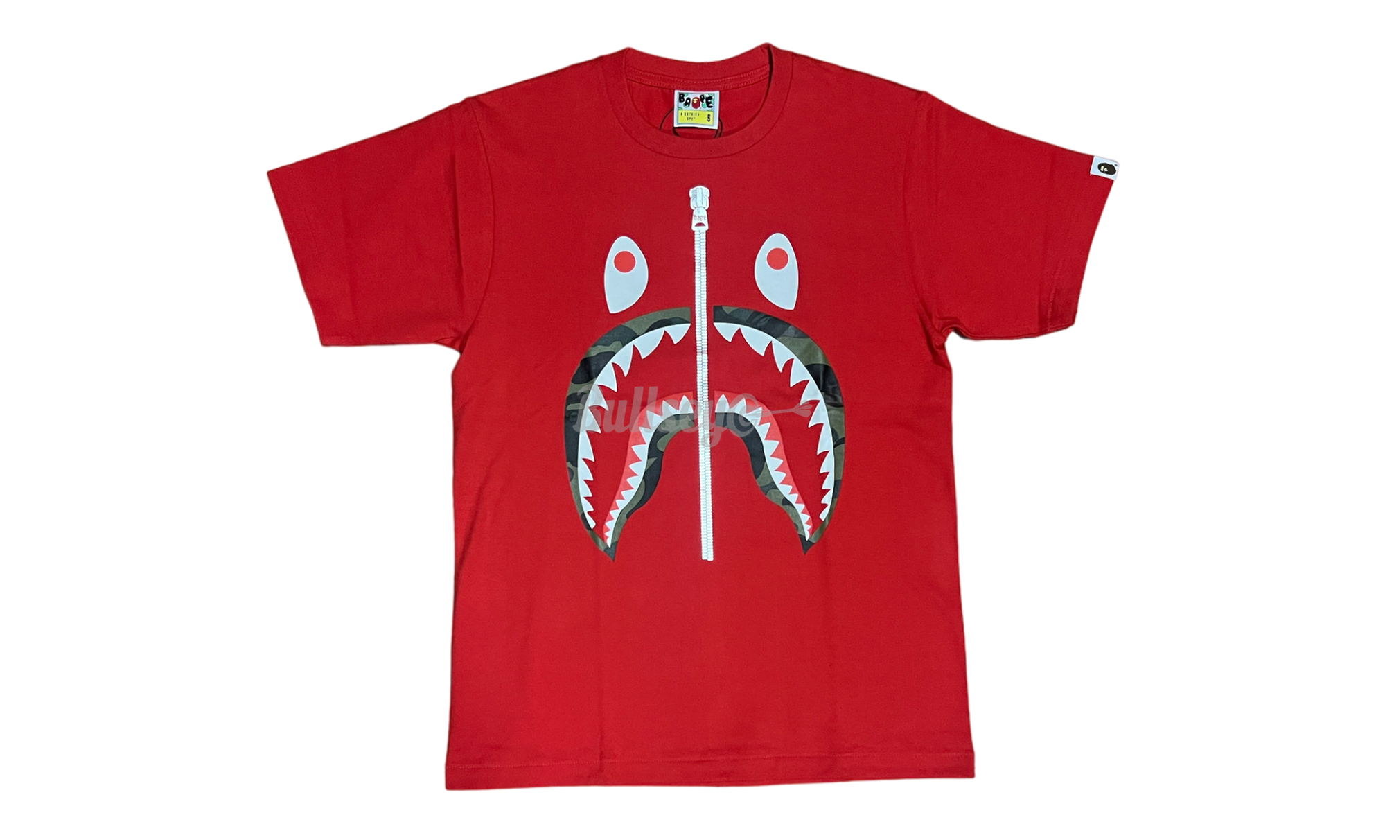 Bape Red Shark Green Camo Zip-Up T-Shirt-Bullseye Sneaker Boutique