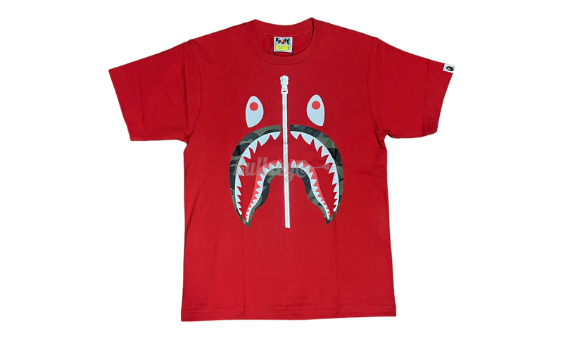 Bape Red Shark Green Camo Zip-Up T-Shirt-Bullseye Sneaker Boutique