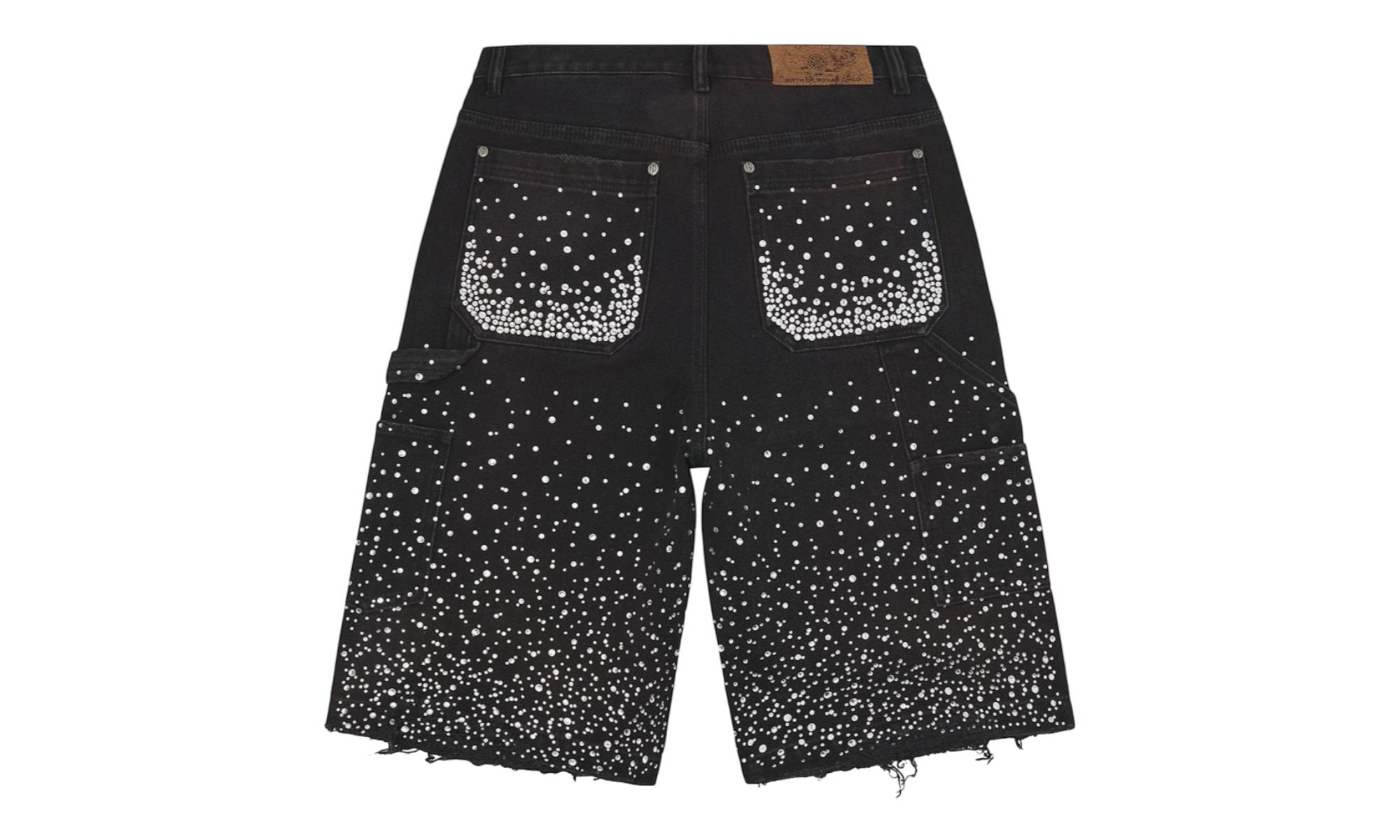 Birth of Royal Child 20k Swarovski Diamond Boro Denim Black Jean Shorts