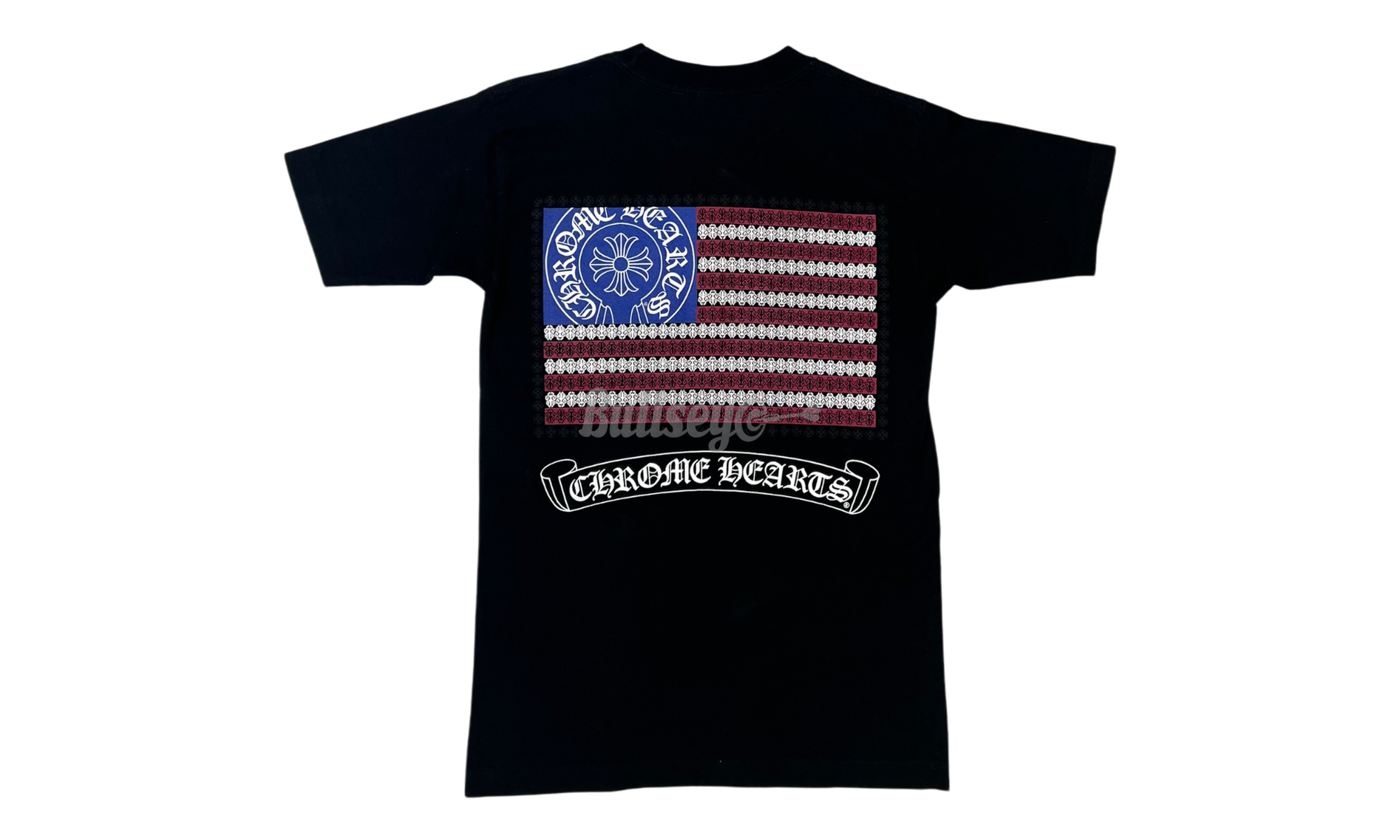 Chrome Hearts American Flag Scroll Logo Black T-Shirt-Bullseye Sneaker Boutique