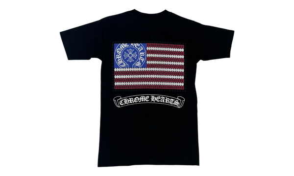 Chrome Hearts American Flag Scroll Logo Black T-Shirt-Bullseye Sneaker Boutique