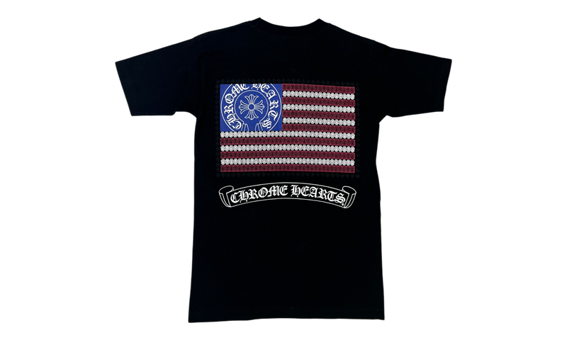 Chrome Hearts American Flag Scroll Logo Black T-Shirt-Bullseye Sneaker Boutique