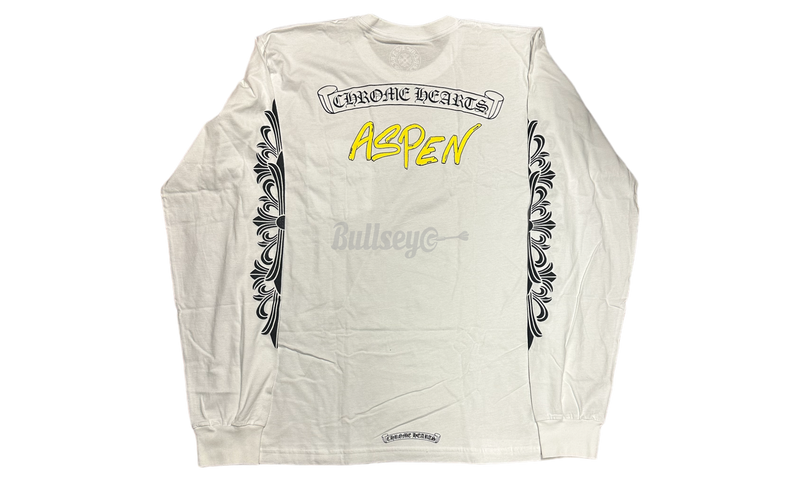 Chrome Hearts Aspen Scroll Logo White Longsleeve T-Shirt-Bullseye Sneaker quilted Boutique
