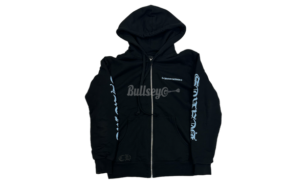 Chrome Hearts Blue Sleeve Letter Black Thermal Zip-Up Hoodie-Finger Lakes Running Club