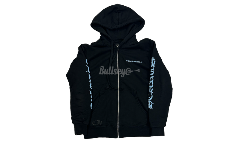 Chrome Hearts Blue Sleeve Letter Black Thermal Zip-Up Hoodie-Urlfreeze Sneakers Sale Online