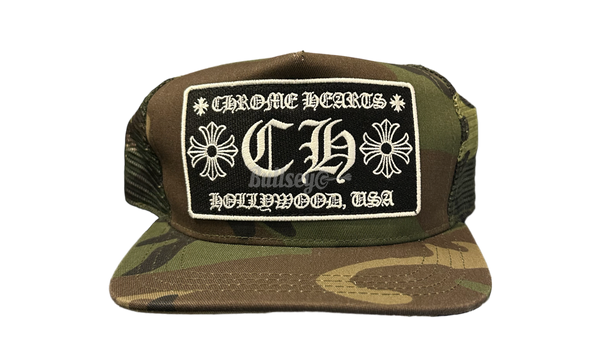 Chrome Hearts Camo Trucker Hat-White Rubberised Leather Frankie Sneakers