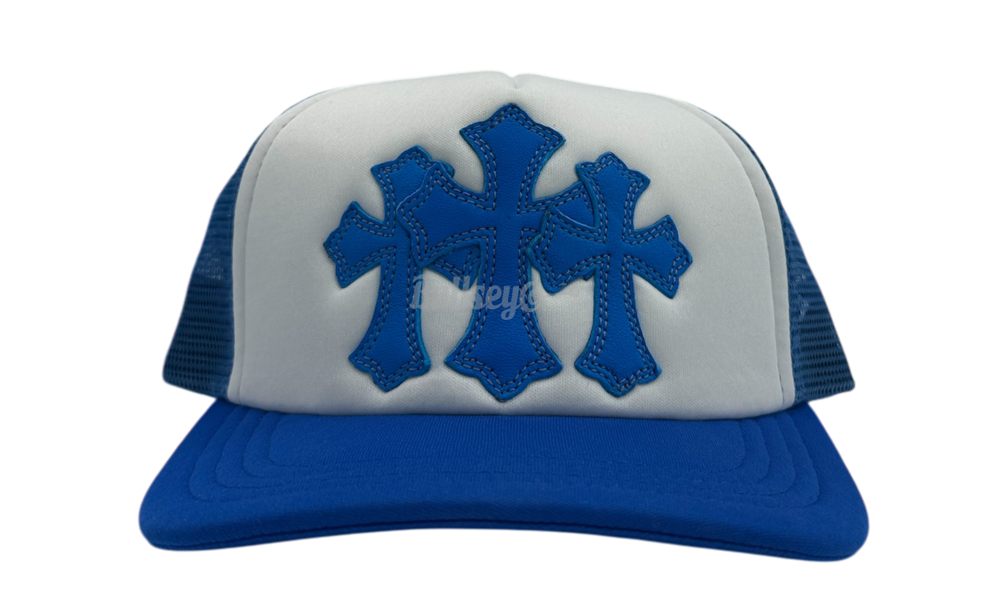 Chrome Hearts Cemetery Cross Blue Trucker Hat-Bullseye Sneaker Boutique