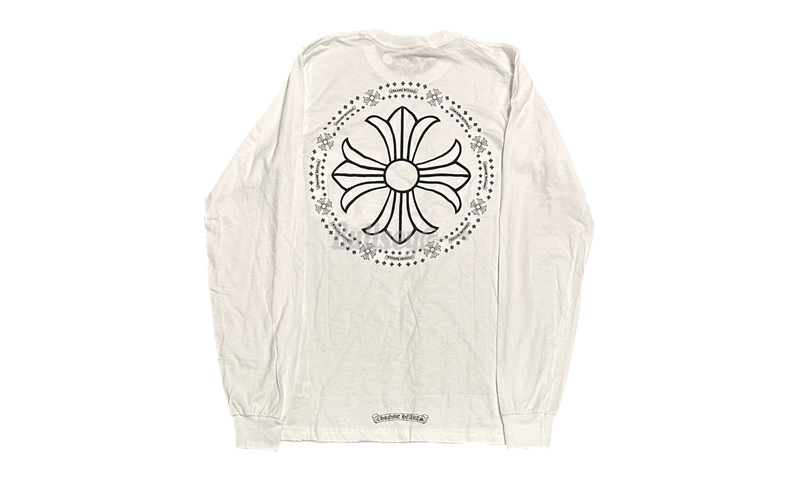 Chrome Hearts Circle Cross White Longsleeve T-Shirt-Gives Her Cozy Sweater Set the Perfect Edge With Sleek Black Boots