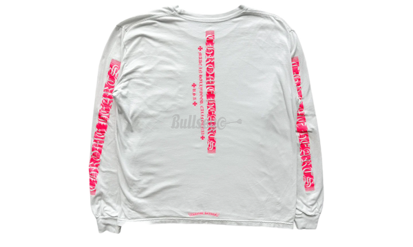 Chrome Hearts Hollywood USA Pink Letter White Longsleeve T-Shirt