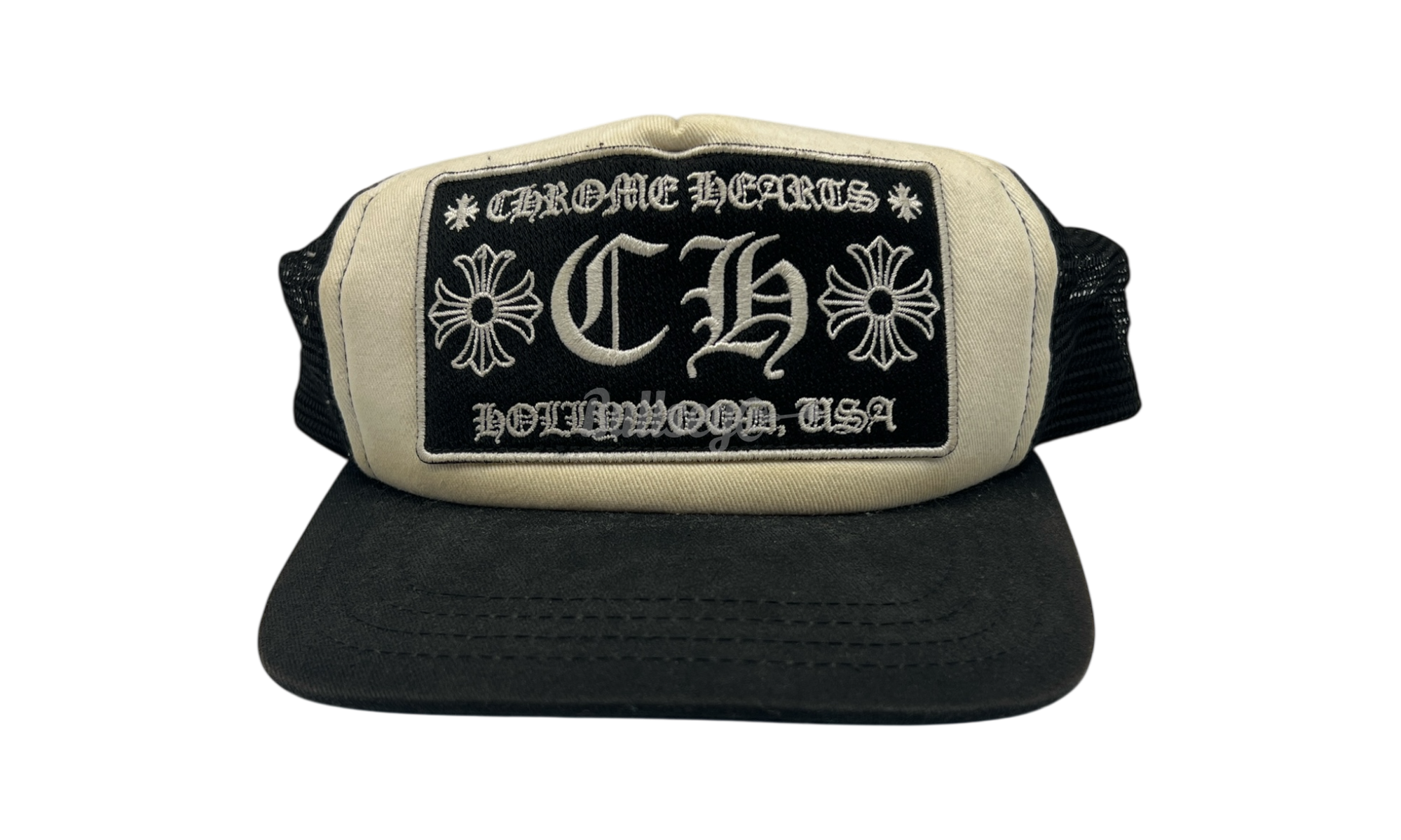 Chrome Hearts Hollywood White/Black Trucker Hat (PreOwned)-Bullseye Sneaker Boutique