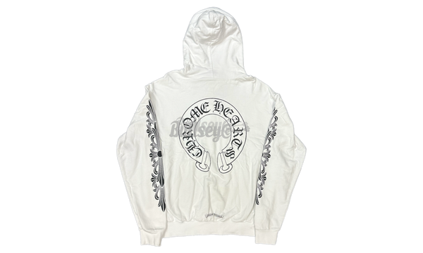 Chrome Hearts Horseshoe Floral White Hoodie-Emily Ratajkowski Styles Sneakers With Sweatpants and Crop Top on Babymoon