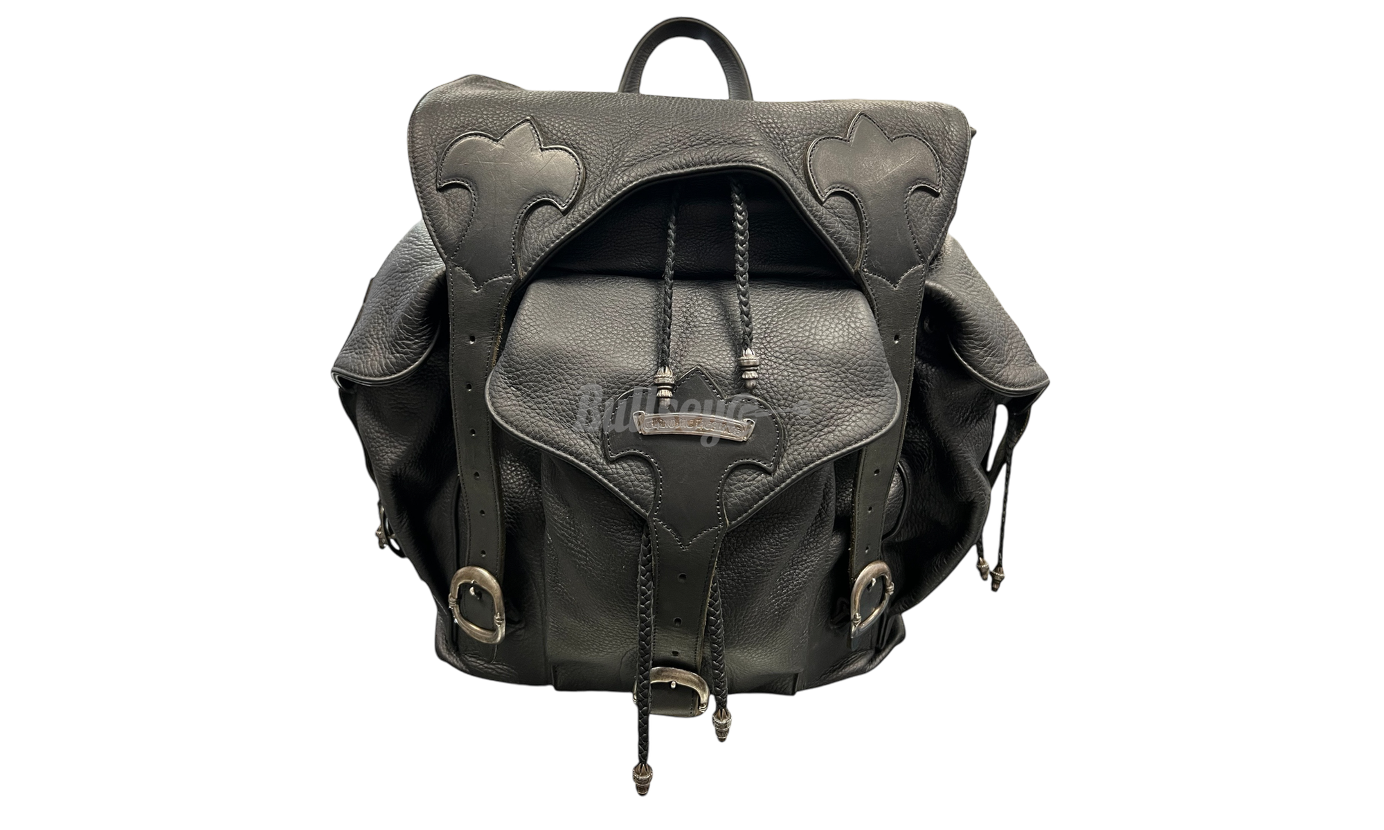 Chrome Hearts Large Gunslinger Fleur Black Leather Backpack (5-Pockets) (PreOwned)-Bullseye Sneaker Boutique