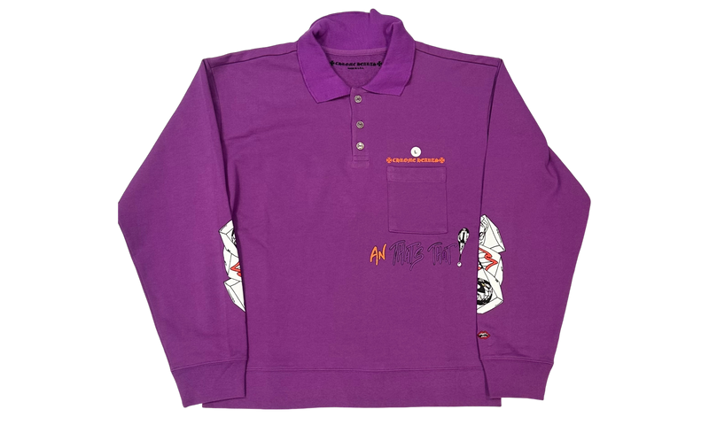 Chrome Hearts Matty Boy "I Want More Not Less Purple" Longsleeve Polo T-Shirt-Bullseye Sneaker Boutique