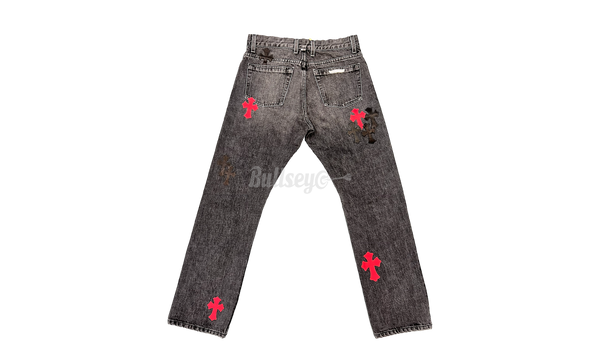 Chrome Hearts Red Black Cross Patch Jeans